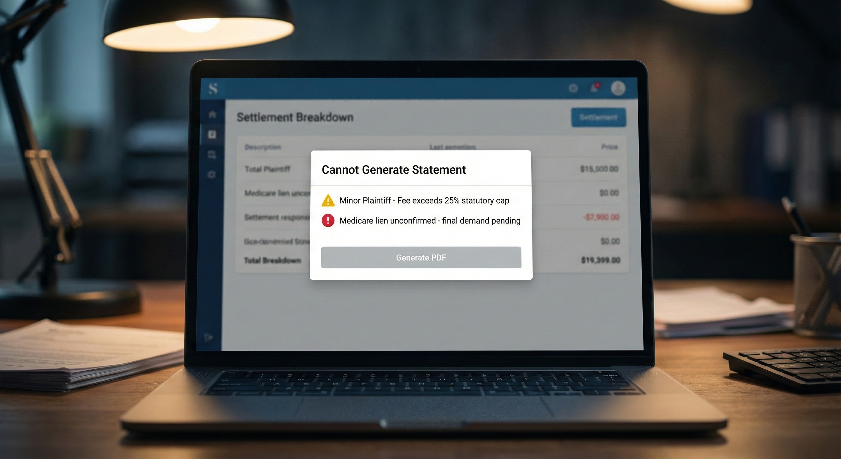 Cannot generate statement warning with blocking errors